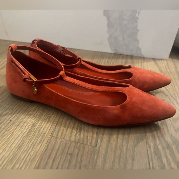 Tory Burch Ashton T-Strap Flat Rust Orange Women’s size 6 - Picture 4 of 8